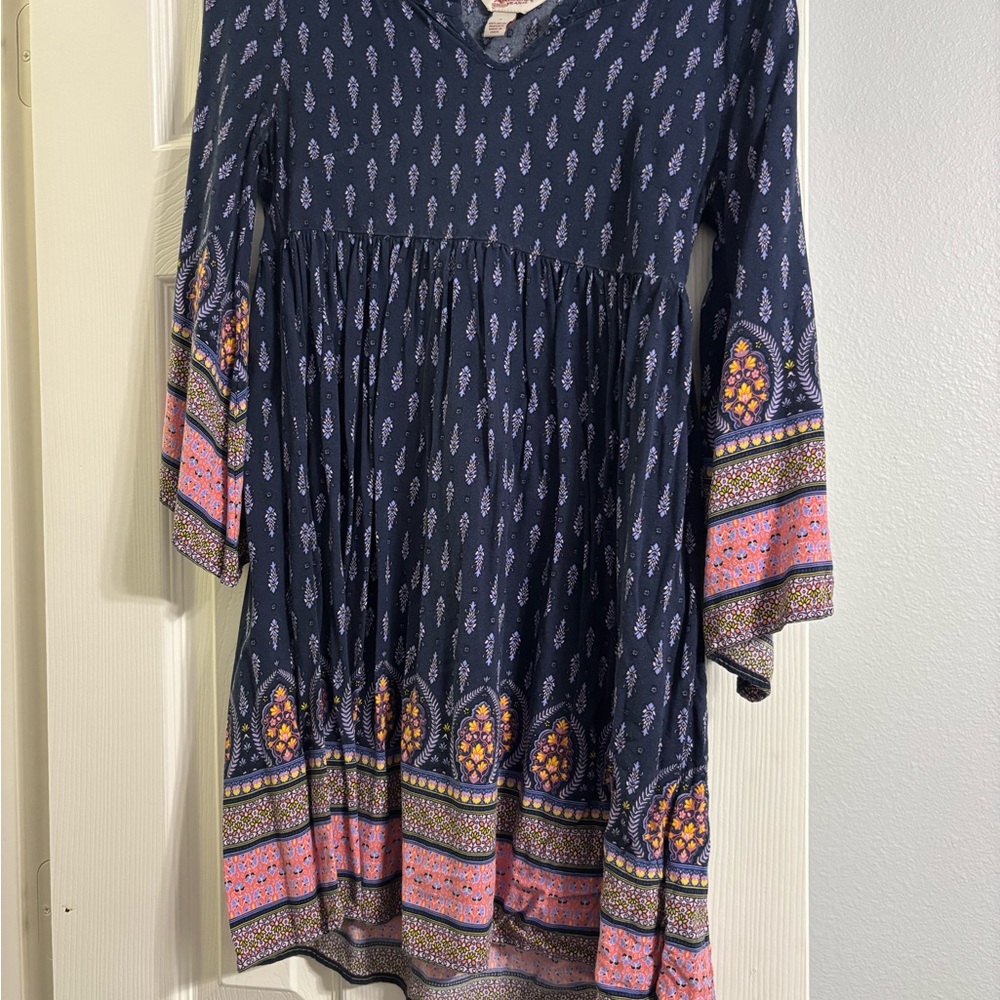 Bohemian Navy and Pink Patterned Dress